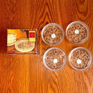 Vintage Grecian 24%lead crystal Coasters made in the USA set of four